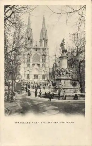 Ak Marseille Bouches du Rhône, Reformierte Kirche und Denkmal