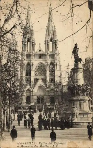 Ak Marseille Bouches du Rhône, Reformierte Kirche und Mobiles-Denkmal