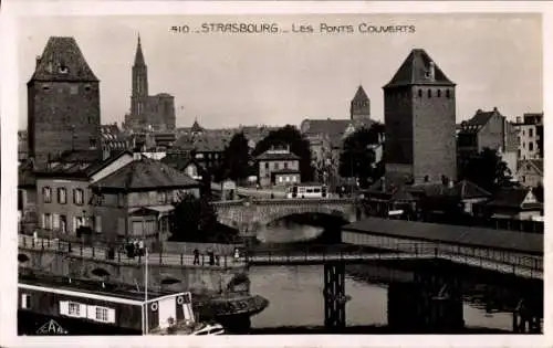 Ak Straßburg Straßburg Elsass Bas-Rhin, die überdachten Brücken