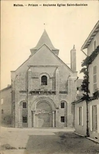 Ak Melles Haute Garonne, Gefängnis, Kirche Saint Savinien