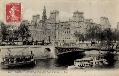 Ak Paris IV, Hotel de Ville, Pont d'Arcole