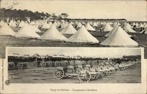 Ak Mourmelon le Grand Marne, Campement d'Artillerie