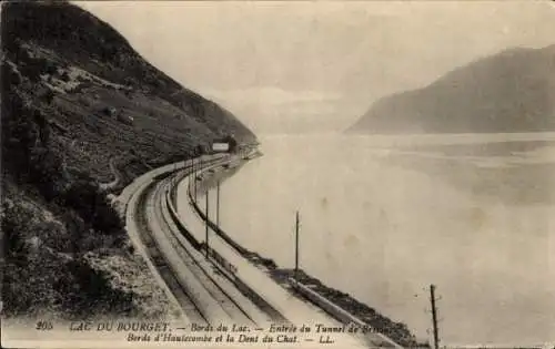 Ak Bourget Savoie, Lac du Bourget, Ufer des Sees, Entree du Tunnel de Brison
