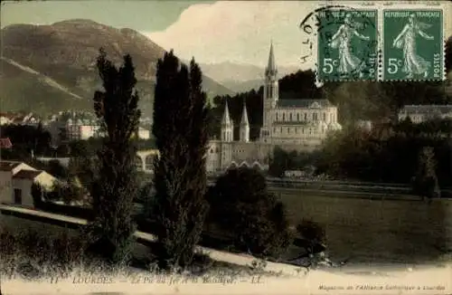 Ak Lourdes Hautes Pyrénées, Basilique, Pic au Jer