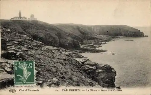 Ak Cap Fréhel Côtes-d’Armor, Leuchtturm, Felsküste