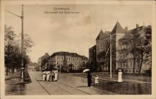 Ak Dortmund im Ruhrgebiet, Hiltropwall mit Gymnasium