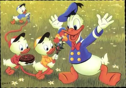 Ak Comic, Walt Disney, Donald Duck, Neffen, Tick, Trick, Track