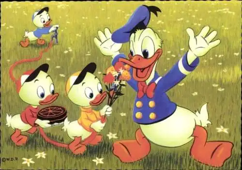 Ak Comic, Walt Disney, Donald Duck, Neffen, Tick, Trick, Track