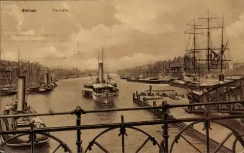 Ak Hansestadt Bremen, Freihafen