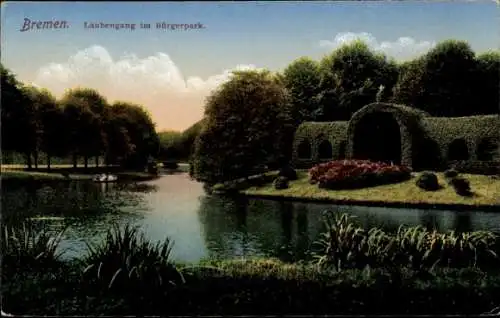 Ak Hansestadt Bremen, Laubengang, Bürgerpark