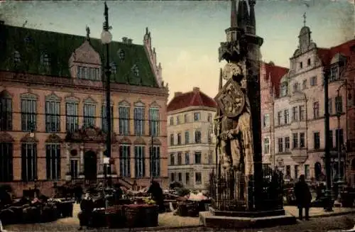Ak Hansestadt Bremen, Marktplatz, Roland, Schütting