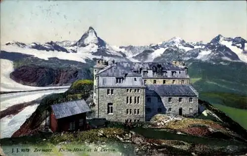 Ak Zermatt Kanton Wallis Schweiz, Kulm-Hotel, Matterhorn