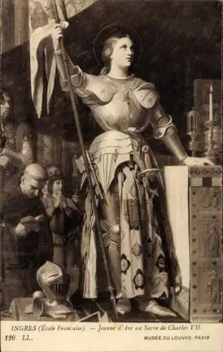 Künstler Ak Ingres, Französische Schule, Jeanne d'Arc bei der Krönung Karls VII.
