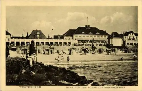 Ak Westerland auf Sylt, Blick von der Buhne, Strand