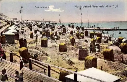 Ak Westerland Insel Sylt, Strand, Nordsee, Strandkörbe