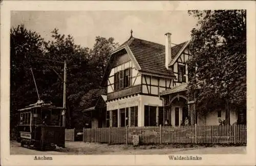 Ak Aachen, Waldschänke, Straßenbahn Nr. 80