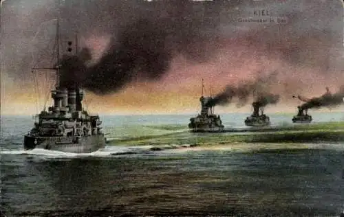 Ak Kiel in Schleswig Holstein, Geschwader in See, Kaiserliche Marine, GLK