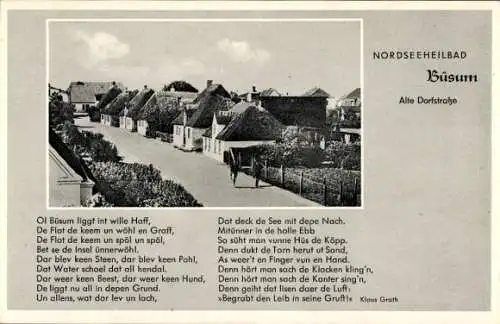 Ak Nordseebad Büsum, Alte Dorfstraße, Gedicht