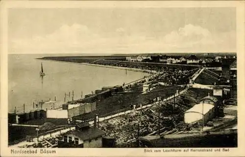 Ak Nordseebad Büsum, Blick vom Leuchtturm auf Herrenstrand und Bad
