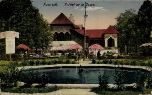 Ak Bukarest Rumänien, Bufetul de la Sosea, Brunnen