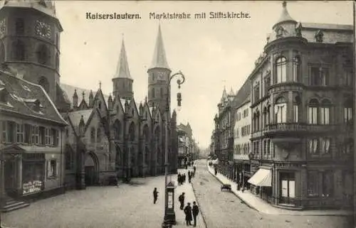 Ak Kaiserslautern in der Pfalz, Marktstraße, Stiftskirche