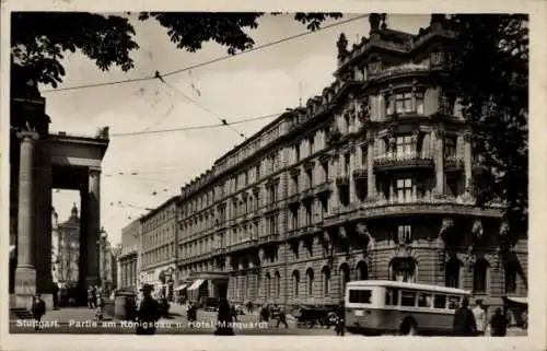 Ak Stuttgart in Württemberg, Königsbau, Hotel Marquardt, Bus
