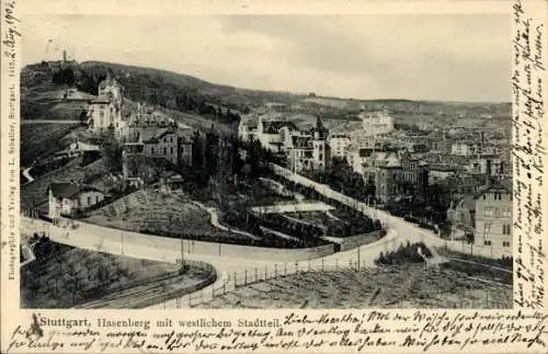 Ak Stuttgart in Württemberg, Hasenberg mit westlichem Stadtteil