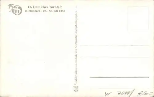 Ak Stuttgart am Neckar, 15. Deutsches Turnfest 22.-30.7.1933