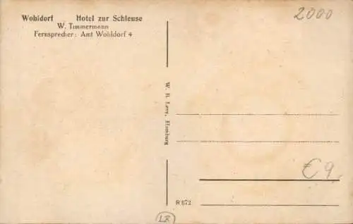 Ak Hamburg Wandsbek Wohldorf Ohlstedt, Hotel zur Schleuse