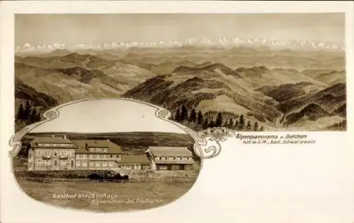 Ak Aitern im Schwarzwald, Badischer Belchen, Gasthof Belchenhaus, Alpenpanorama