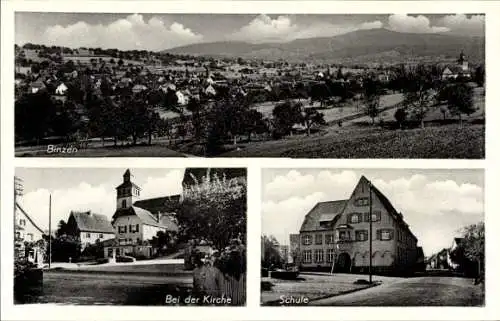 Ak Binzen in Baden, Panorama, Kirche, Schule