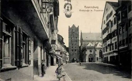 Ak Ravensburg in Oberschwaben Württemberg, Kirchstraße mit Frauentor