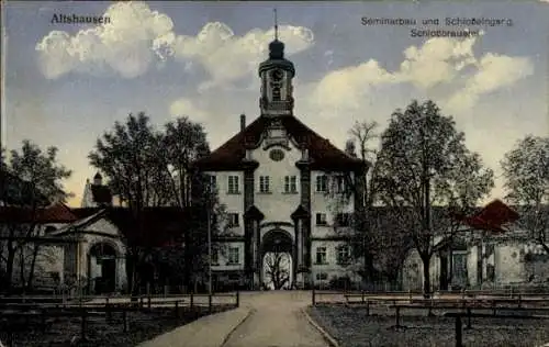 Ak Altshausen in Oberschwaben Württemberg, Seminarbau und Schlosseingang, Schlossbrauerei