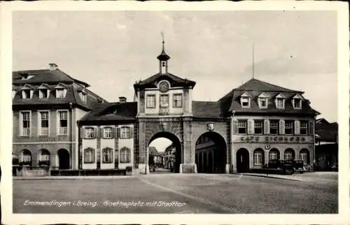 Ak Emmendingen im Breisgau Baden, Goetheplatz mit Stadttor
