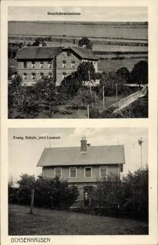 Ak Ochsenhausen in Württemberg, Bezirkskrankenhaus, Evangelische Schule, Lazarett