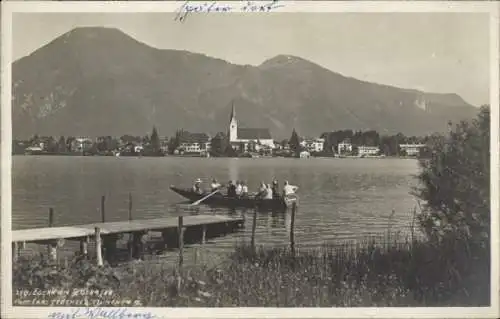 Ak Egern am Tegernsee Oberbayern, Blick auf den See, Boot