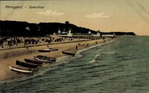 Ak Ostseebad Heringsdorf auf Usedom, Strandbad