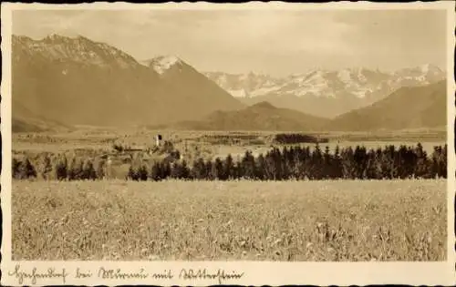 Ak Hechendorf Murnau am Staffelsee, Blick zum Wettersteingebirge