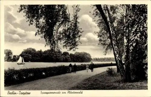 Ak Berlin Treptow, Spreepromenade am Plänterwald