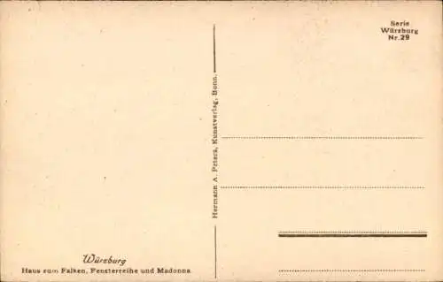 Ak Würzburg am Main Unterfranken, Haus zum Falken, Fensterreihe, Madonna