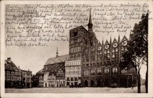 Ak Stralsund in Vorpommern, Rathaus und Nicolaikirche