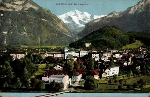 Ak Interlaken Kanton Bern Schweiz, Stadt und Jungfrau