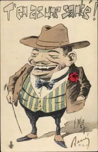 Künstler Ak T'en as une santé, Karikatur