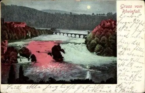 Ak Neuhausen am Rheinfall Kanton Schaffhausen, Rheinfall, Brücke