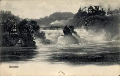 Ak Neuhausen am Rheinfall Kanton Schaffhausen, Rheinfall, Wasserfall, Schloss Laufen