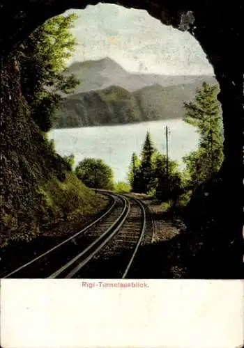 Ak Vitznau Kanton Luzern, Rigibahn, Tunnelausblick