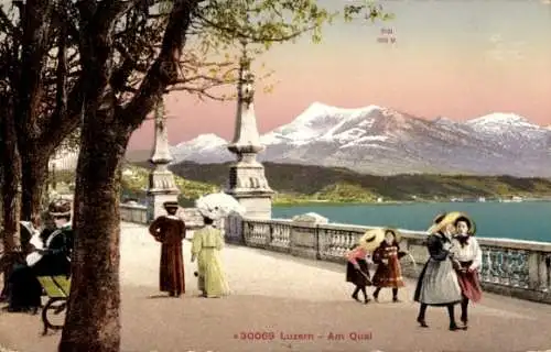 Ak Luzern Stadt Schweiz, Am Quai