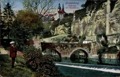 Ak Luxemburg, Stierchen mit Bockfelsen, Brücke