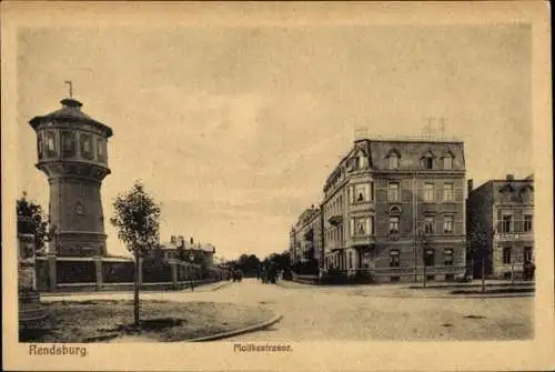 Ak Rendsburg in Schleswig Holstein, Moltkestraße, Wasserturm