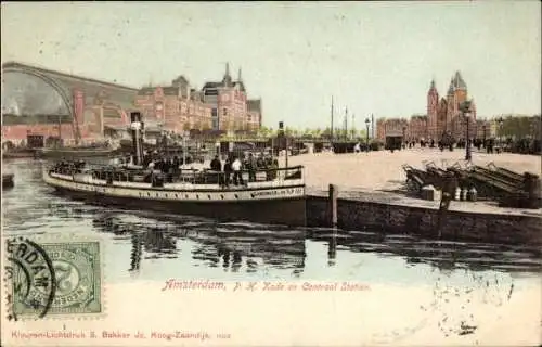 Ak Amsterdam Nordholland Niederlande, Prins Hendrikkade, Hauptbahnhof